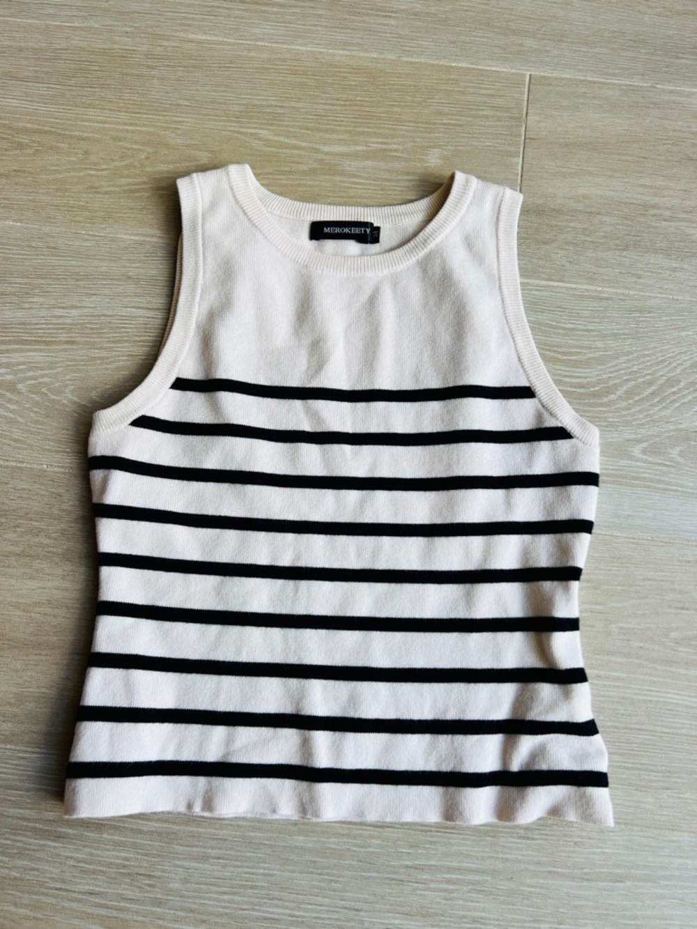 Miro&Kerty Cream Tank Top with Black Stripes